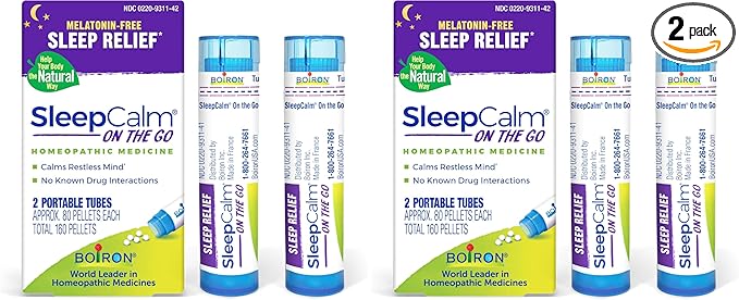 Boiron SleepCalm On The Go Sleep Aid for Deep, Relaxing, Restful Nighttime Sleep - Melatonin-Free and Non Habit-Forming - 80 Count (Pack of 4)