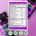 Biotin | Collagen | Keratin Booster with Hyaluronic Acid - Thicker Hair Growth, Healthy Skin & Stronger Nails Supplement – Extra Strength - Multi Vitamin B Complex - Women & Men - Made in USA - 60ct
