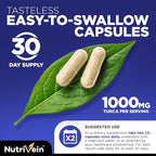 Nutrivein Premium TUDCA+ Liver Support Supplement 1000mg - 30 Day Supply (60 Caps): TUDCA Supplement Bile Salts for Liver Wellness