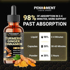 6in1 Liquid Turmeric Ceylon Cinnamon Berberine Ginger Bitter Melon & Black Pepper – Turmeric Supplement Drops – 1 FL OZ – 60 Servings