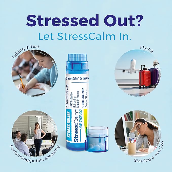 Boiron StressCalm On The Go for Relief of Stress, Anxiousness, Nervousness, Irritability, and Fatigue - 2 Count (160 Pellets)