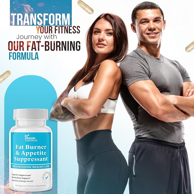 Fat Burner for Women & Men - Appetite Suppressant for Weight Loss - Pills w/Metabolism Booster Thermogenic Weight Loss Supplement - Includes Chromium & Green Tea Extract - 60 Capsules