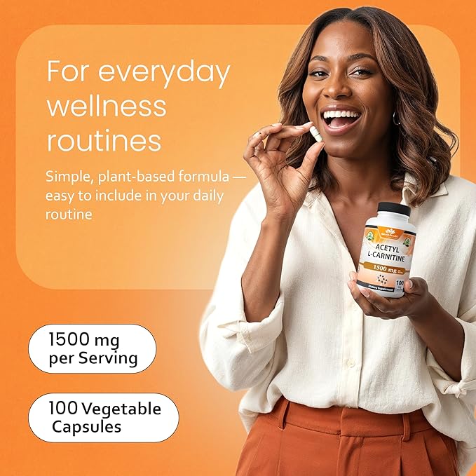NaturaLife Labs Acetyl L-Carnitine (ALCAR) 1500 mg per Serving – 100 Capsules – Non-GMO, Gluten-Free, Vegan (2 Pack)
