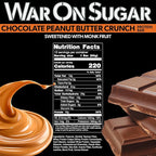 War on Sugar Chocolate Peanut Butter Crunch - High Protein Bars, No Sugar Added, 15g Protein, 7g Net Carbs, Keto Friendly, Gluten Free, All-Natural Ingredients, Monk Fruit Sweetened, No Crash - 12 Count Box