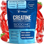 Creatine Gummies 5000mg, 30 Servings Creatine Monohydrate Gummies - Third-Party Tested Creatine for Women, Strawberry Flavor Creatine for Men, Muscle Growth, Strength, and Recovery - Pack of 1