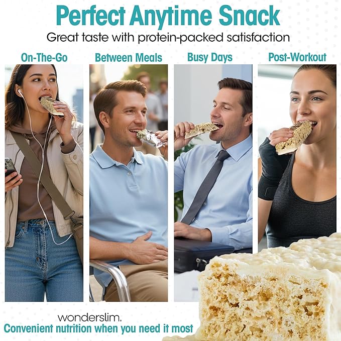 Wonderslim High Fiber Protein Bars, Fluffy Vanilla Crisp | 15g Protein, 6g Fiber | Low Sugar, Low Carb | Healthy Indulgence | Satisfying, Supports Energy & On-the-Go Convenience, 7 Pack