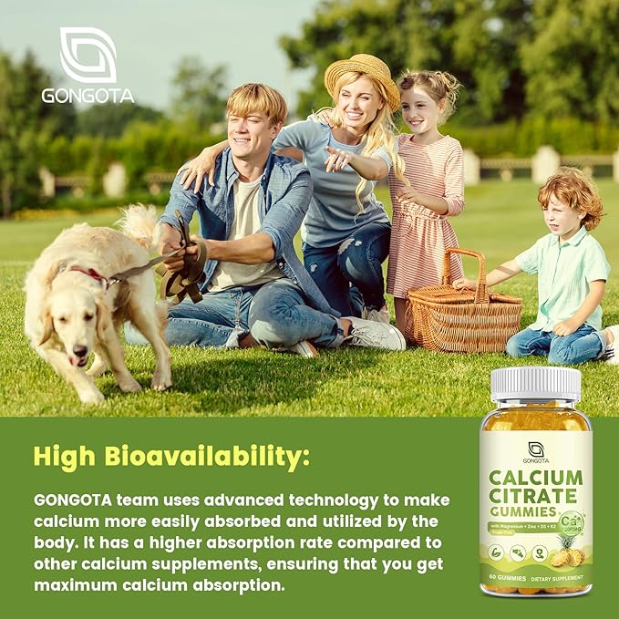 Calcium Citrate 1200mg with Vitamin D3, Calcium Gummies for Women, Calcium Supplements for Bone, Muscle, Immune Support, Sugar Free, Pineapple Flavor - 60 Gummies