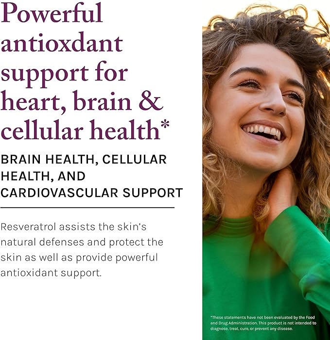 Reserveage Beauty Resveratrol Plus+ 500 mg - Rapid-Release Resveratrol Capsules with Quercetin for Immune System, Brain Health & Cellular Health - Gluten-Free & Vegan - 30 Veggie Capsules