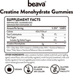 Creatine Monohydrate Gummies - 30 Servings - Vegan Creatine Chews for Muscle Growth, Muscle Recovery, Workout Recovery, Anaerobic Endurance - No Loading Phase - No Bloating - Strawberry - No Sugar