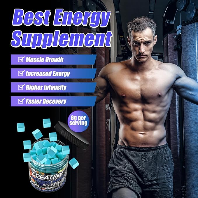 Creatine Monohydrate Gummies 6g for Men Women,Complex Creatine Monohydrate Chewable for Muscle Strength,Muscle Building,Energy Boost,Pre-Workout Energy Supplement,Vegan Blue Raspberry - 120 Count