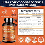 NATURE TARGET Ubiquinol CoQ10 200mg softgels with PQQ & Turmeric, High Absorption Coenzyme Q10 Supplement with ALA & Black Pepper, Antioxidant for Heart & Brain Health, Energy Production, 120 Count