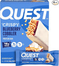 Quest Nutrition Crispy Blueberry Cobbler Hero Protein Bar, 16g Protein, 1g Sugar, 3g Net Carb, Gluten Free Protein Snack, Keto Friendly, 4 Count