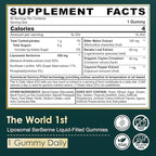 LILICARE Berberine 500mg Supplement, Once Daily, Liposomal Gummies with Ceylon Cinnamon, Bitter Melon, Banaba Leaf for Metabolism Balanced, AMPK Activator, High Absorption, Sugar Free, Vegan, 60 Cts