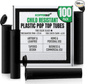 Kopperko Plastic Pill Containers (116mm, 4.6 Inch 100-Pack) Child Resistant Smell Proof Tubes, Black Tube for Spices | Smell Proof, Airtight, UV Resistant & Waterproof (Black Plastic)
