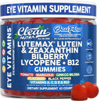 Clean Nutra Lutein and Zeaxanthin Eye Vitamins Gummies + Bilberry for Eyes Vision Support Ginkgo Biloba Marigold, Vitamin B12 Flaxseed Black Pepper CoQ10 Vitamin A l 60 Count B OcuFlow