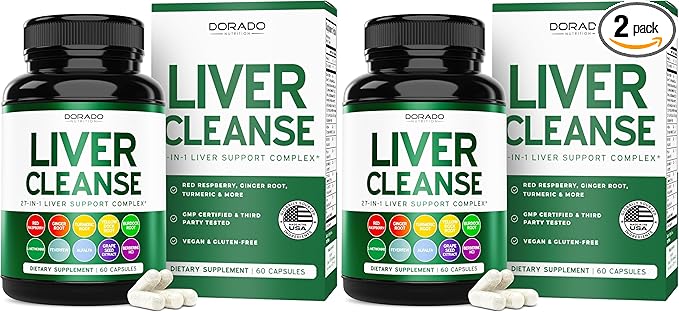 Liver Cleanse Detox & Repair (27 in 1 Formula - Milk Thistle, Dandelion Root, Turmeric, Artichoke Extract & More) - Detox Cleanse Supplement, Liver Support for Adults, Vegan - 60 Capsules (Pack of 2)