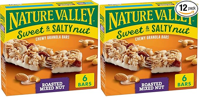 Nature Valley Granola Bars Sweet and Salty Nut Roasted Mixed Nut, 1.2 Oz, 6 Ct (Pack of 2)