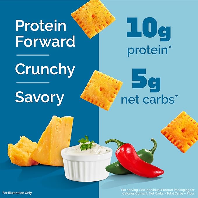 Quest Cheesy Protein Crackers Variety Pack, Zesty Ranch, Cheddar Blast, Spicy Cheddar, High Protein, Low Carb, 12 Count (4 each flavor)