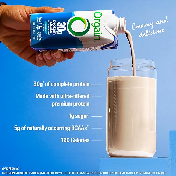 Orgain 30g High Protein Shake, Dairy Isolate Milk Protein, Vanilla Bean, 5g BCAAs, 1g Sugar per Serving, Meal Replacement, Ready to Drink, Keto Friendly, Gluten-Free, 11 Fl Oz, (Pack of 24)