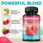 Melatonin Tablets - 10 mg Dietary Supplement - Strawberry Flavored - 200 Vegan Tablets - by NextGenU