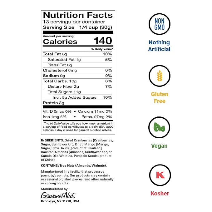 Power Up Trail Mix,Mega Omega Trail Mix,Non-GMO,Vegan,Gluten Free,No Artificial Ingredients,Gourmet Nut,14 Ounce Bag,(Pack of 4)