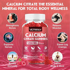 Calcium Citrate Gummies 1200mg for Adults & Kids - Bone & Teeth Support, Easy Absorption, Delicious Raspberry Flavor - Non-GMO, Gluten Free, Vegan - 60 Count