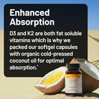 NatureWise Vitamin D3 5000IU + K2 (MK7) 100mcg with Organic Extra Virgin Coconut Oil - Supports Calcium Absorption, Bone & Immune Health - Non-GMO, Soy & Gluten-Free - 90 Softgels[90-Day Supply]