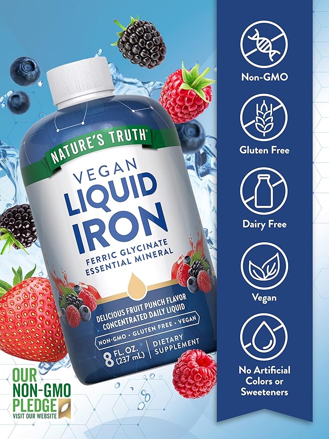 Nature's Truth Liquid Iron Drops Supplement 18mg | Essential Mineral | Vegan, Non-GMO, Gluten Free
