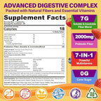 1Pack Fiber Gummies for Adults with Psyllium Husk, 7G(Soluble + Insoluble) Daily Prebiotic Fiber with Inulin, FOS, Guar Gum, Multivitamins for Daily Digestive Health, Regularity Gut Support,Sugar Free