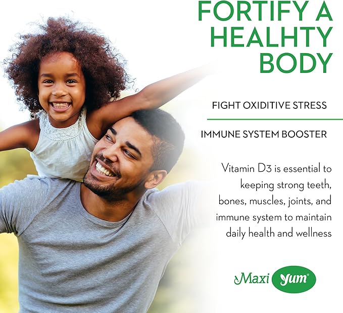 Maxi Health Vitamin D Gummies – 1000 IU Vitamin D3 Gummies – Supports Immune System, Bone & Muscle Wellness – Vegan, Kosher, Cherry Flavor, 60 Count