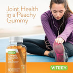 Viteey Turmeric Gummies with Turmeric Curcumin, Ginger & Black Pepper Extract - Immune Support, Healthy Skin, and Joint Health - Vegan, Gelatin Free, GMO Free - Tasty Chewable Peach Flavored-60 Count