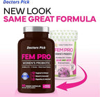 Fem Pro Probiotics for Women. 17 Clinically Effective Strains for Vaginal, Digestive & Immune Support, Urinary Tract Health, pH Balance and Mood. 60 Veggie Capsules, 2 Month Supply