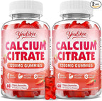 2 Pack Calcium Citrate Gummies 1200 mg, Calcium Supplement for Women & Men, Ultimate Absorption Calcium Gummies for Bone, Muscle & Immune Support, Strawberry Flavor, 120 Count