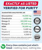 Glucosamine Treats for Dogs - Joint Supplement w/ Omega-3 Fish Oil - Chondroitin, MSM - Advanced Mobility Chews - Joint Pain Relief - Hip & Joint Care - Peanut Butter Flavor - 180 Ct - Made in USA