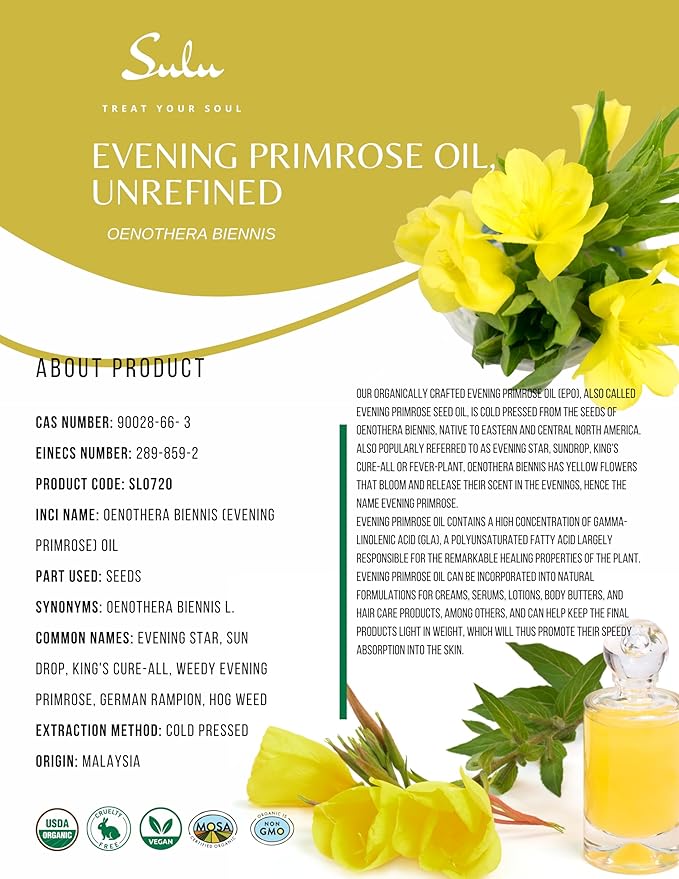 Evening Primrose Oil-USDA Organic Cold Pressed Unrefined Virgin (4 oz)