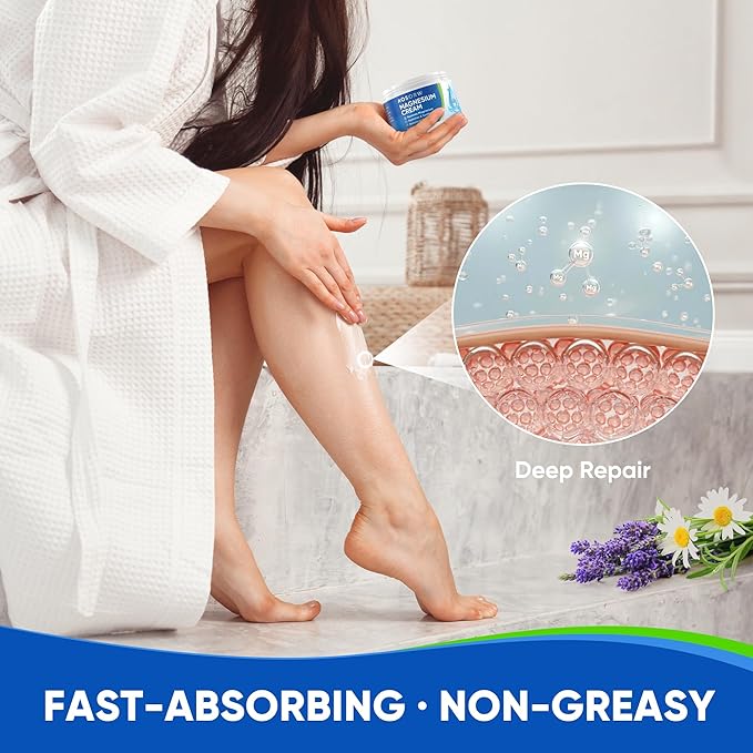 Topical Magnesium Cream for Sleep – Soothing Magnesium Lotion for Legs, Feet, and Body – Infused with Natural Herbal Extracts – 4.2oz / 120ml