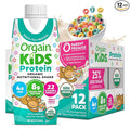 Orgain Organic Kids Nutritional Protein Shake, Fruity Cereal - Kids Snacks with 8g Dairy Protein, 22 Vitamins & Minerals, Fruits & Vegetables, Gluten Free, Soy Free, Non-GMO, 8.25 Fl Oz (Pack of 12)