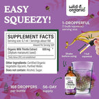 Wild & Organic Milk Thistle Liquid Drops - Liver Cleanse Detox - Silymarin Milk Thistle Supplement for Liver Support - Add to Tea - Silybum Marianum Seed Extract Tincture - Sugar & Alcohol-Free - 4 oz