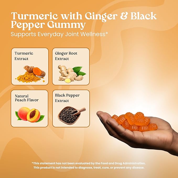 VITA GLOBE Turmeric Supplement Gummies with Ginger & Black Pepper – 250mg Turmeric Extract, Vegan, Non-GMO Herbal Supplement, Daily Wellness Formula – 30 Count (Pack of 2)