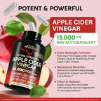 Apple Cider Vinegar Capsules - 15000 mg of Raw Apple Cider Vinegar Equivalent** - 100% Natural Pure ACV - Energy, Metabolism & Weight Loss Support - 3rd Party Lab Tested - 120 Capsules, 60-Day Supply