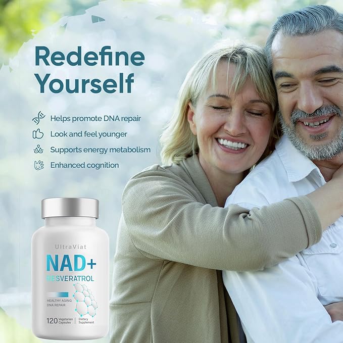 NAD+ Supplement 1000mg, Premium NAD+ & Resveratrol Complex for Energy & Anti Aging - 120 Capsules