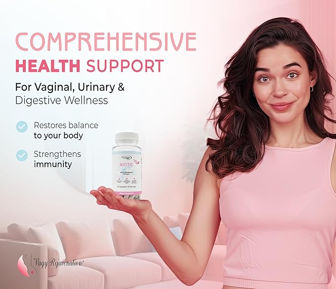 Vagy Rejuvenation BioticLife Probiotic for Women – Probiotics for Vaginal, Digestive & Urinary Health – Supplement with Prebiotics & Cranberry Extract – 60 Capsules