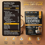 MariGold High Protein Collagen Coffee - Mocha Collagen Latte, Dairy Free, 20g Grass-Fed Type I & III Collagen Peptides, Energy Boost, 2 Shots Organic Espresso, Non-GMO, 1 Lb Bag, 15 Servings