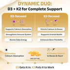 Vitamin D3+K2 with Coconut Oil - Vegan Vitamin D 5,000 IU & MK7 Vitamin K 110mcg for Bone, Heart & Immune Support, Non-GMO, Third Party Tested, Soy Free, High Absorption 60 Veggie Softgels