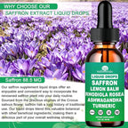 Saffron Supplements Liquid Drops- 88.5mg Pure Saffron Extract for Stress Relief & Calm Mood Support丨Advance 8-in-1 liquid Saffron w. Ashwagandha & Rhodiola Rosea, Fast Absorption Than Saffron Gummies
