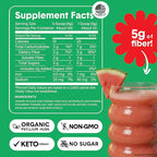 Bellway Super Fiber Powder + Fruit, Sugar Free Organic Psyllium Husk Powder Fiber Supplement for Regularity, Bloating Relief & Digestive Health, Plant-Based, Strawberry Watermelon (50 Servings)