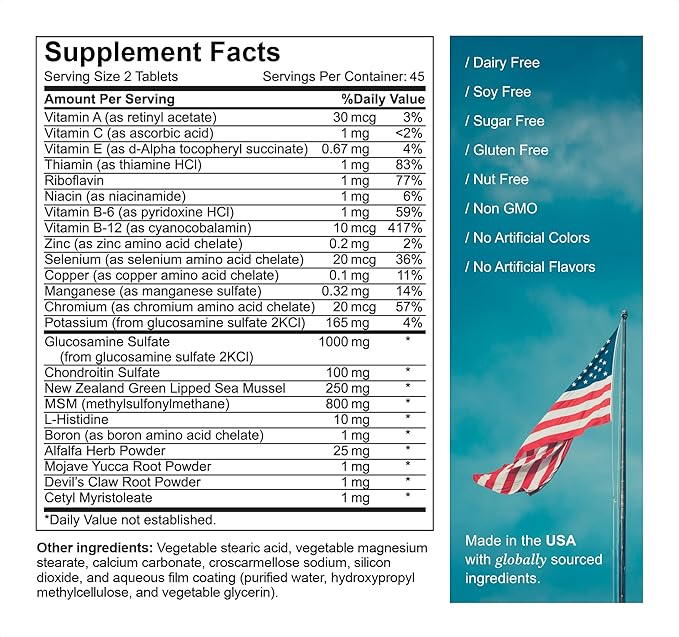 Activated Joint Support Supplement – Advanced Natural Joint and Muscle Relief for Women and Men – Glucosamine Chondroitin MSM & Green Lipped Mussel (90 Count)