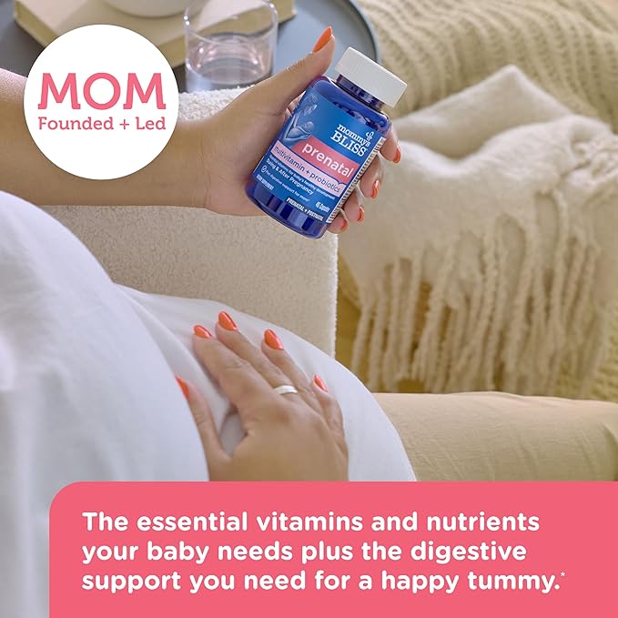 Mommy's Bliss Prenatal Multivitamin Probiotic for Women w/Folic Acid, Supports Baby Development & Digestion w/Zinc, Vitamin B6 & B12, Ginger & Choline, Vegan & Gluten Free (45 Servings) (Pack of 2)