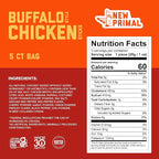 New Primal Buffalo Chicken Sticks, Keto, Gluten Free Healthy Snacks, Sugar Free Low Carb High Protein, Jerky Meat Stick, 9g Protein, 5 Pack