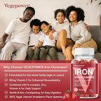 Iron Gummies Supplements for Women & Kids - Multivitamin with Iron Gummy for Blood Oxygen, Great Tasting Gummies with Vitamin C for Max Absorption, Vegan Chewable(180 Count, Strawberry)